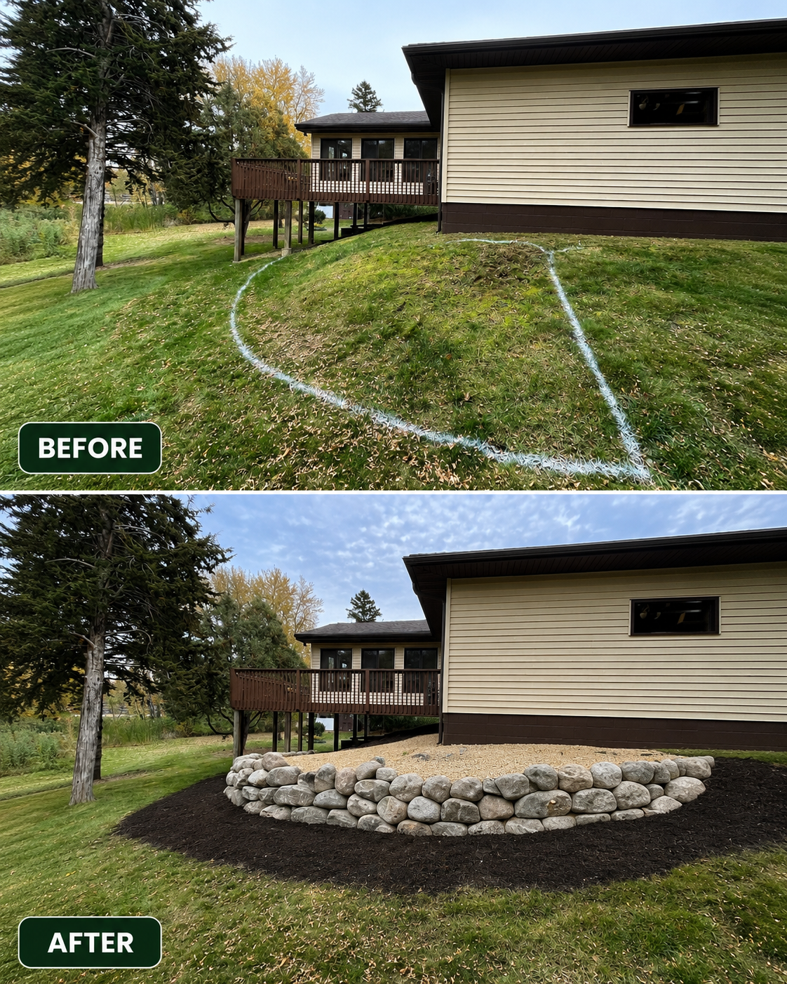Natural boulder retaining wall installation in the Twin Cities