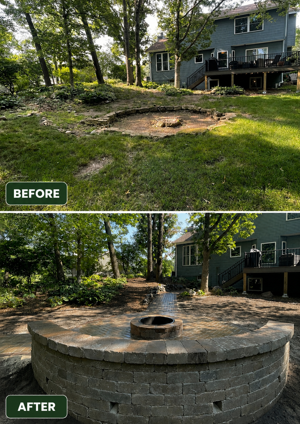 Residential paver patio and fire pit installation in Minnesota