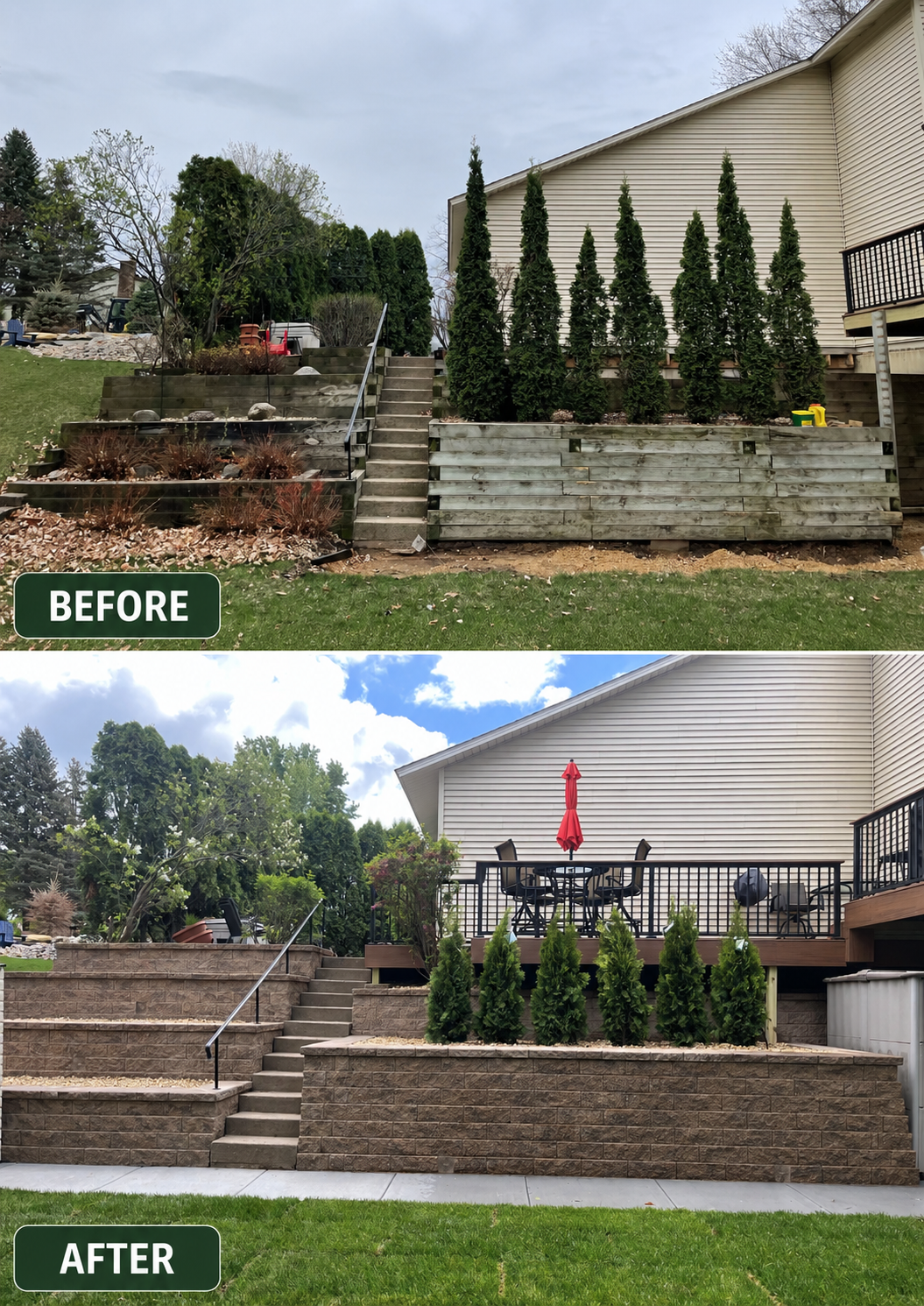 Segmental block retaining wall installation by Twin Cities Outdoor Living